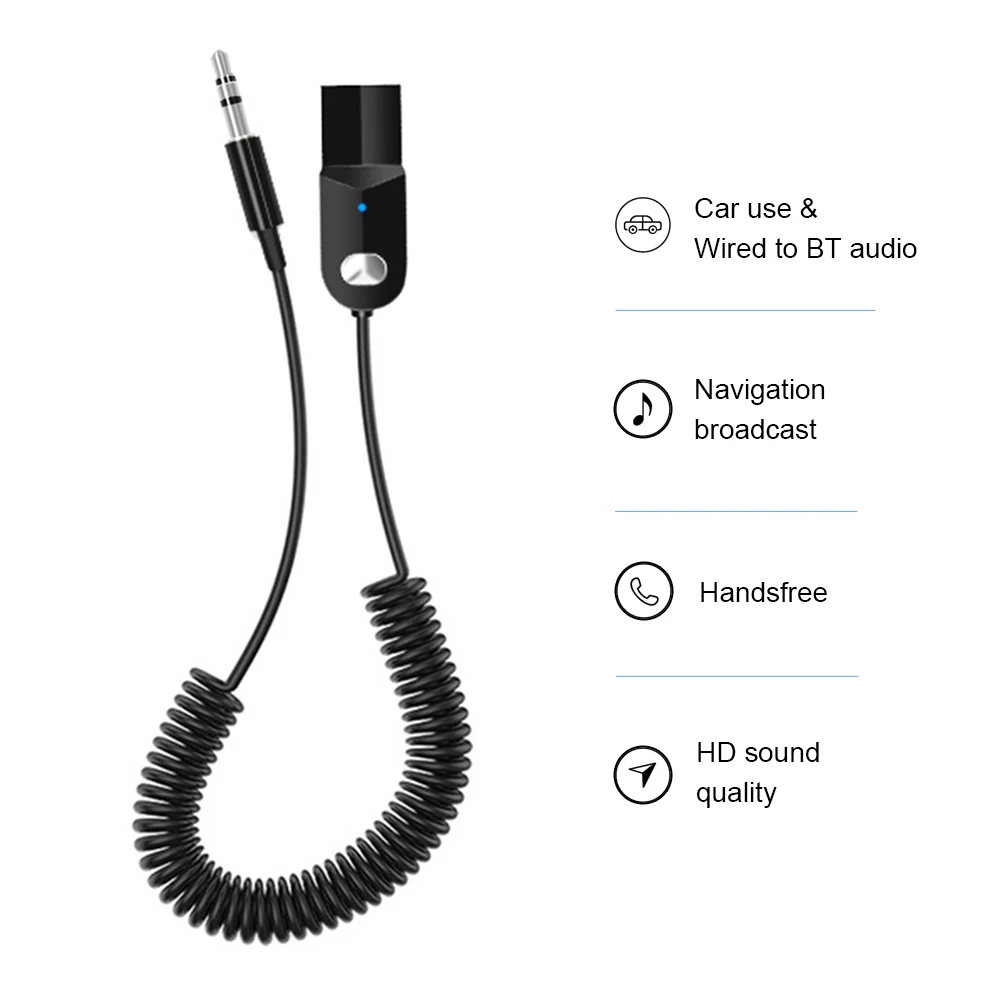 

3.5mm Wireless AUX Bluetooth 5.0 Audio Receiver Handsfree Music Adapter Dongle for Car Headphones Speaker