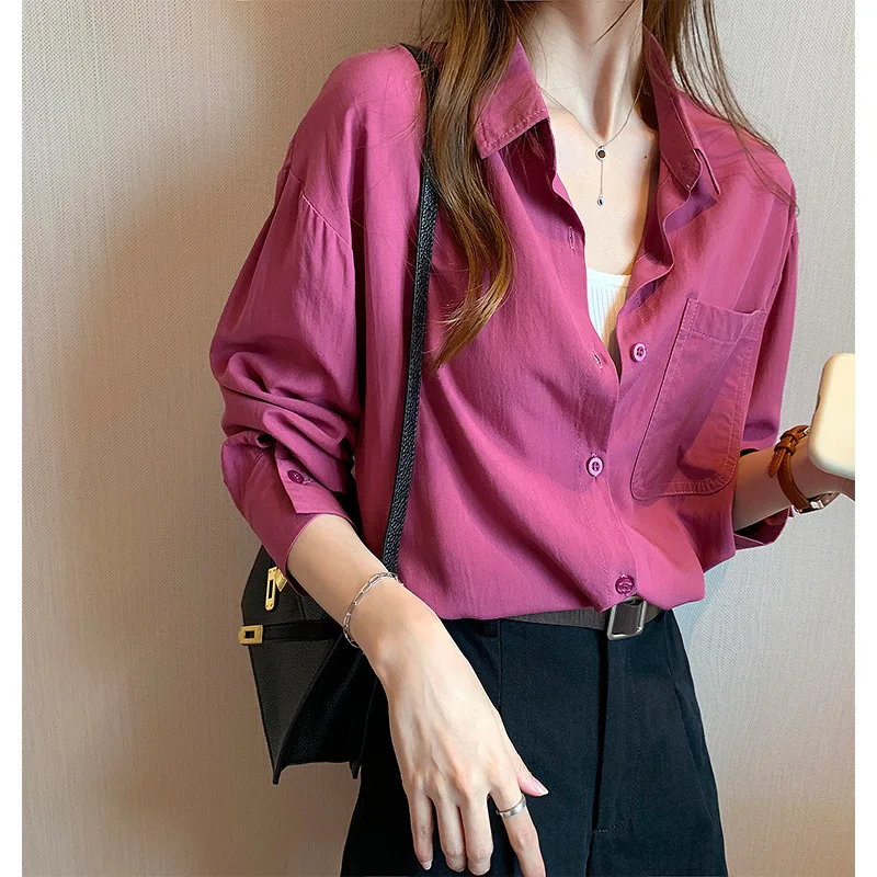 Градиент Цвет рубашки женские 2021 модная яркая блузка женская элегантная