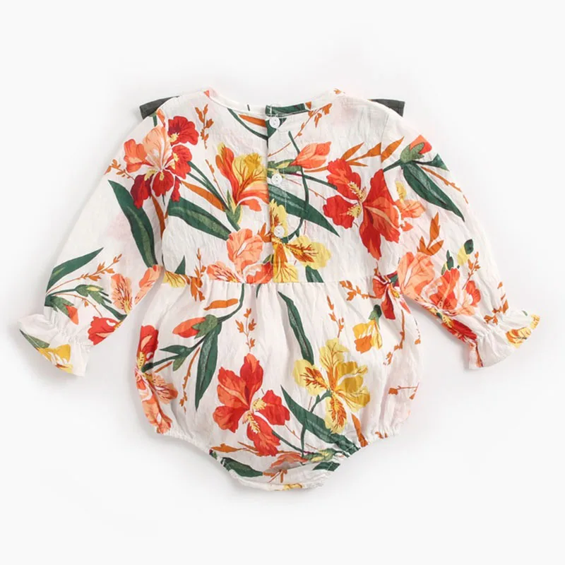 Новый 2019 осень-зима детское боди с длинными рукавами и цветочным принтом