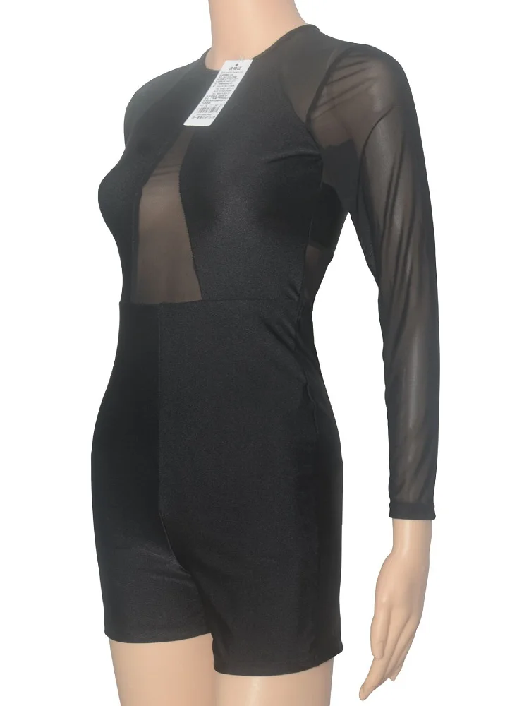 

Women Onesie Net Yarn Splicing Ballet Gymnastics Dance Bodybuilding Lingerie Long Sleeve Bodysuit Babydoll Swimwear Teddies