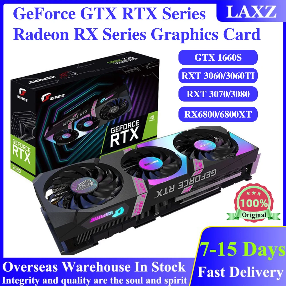 

Видеокарта GeForce RTX 3080 3080Ti 3070Ti 3060Ti GTX 1660S графическая карта 6 ГБ 8 ГБ 10 Гб 12 Гб 16 Гб GDDR6 6X 192/256/320Bit 6800XT видеокарта GPU