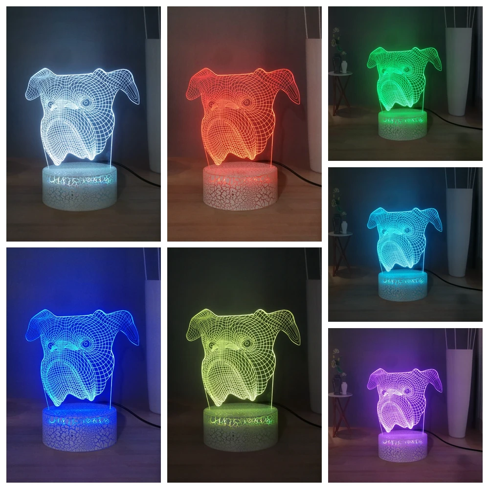 Прекрасный Мопс светодиодный ночной Светильник для детей милые рубашки