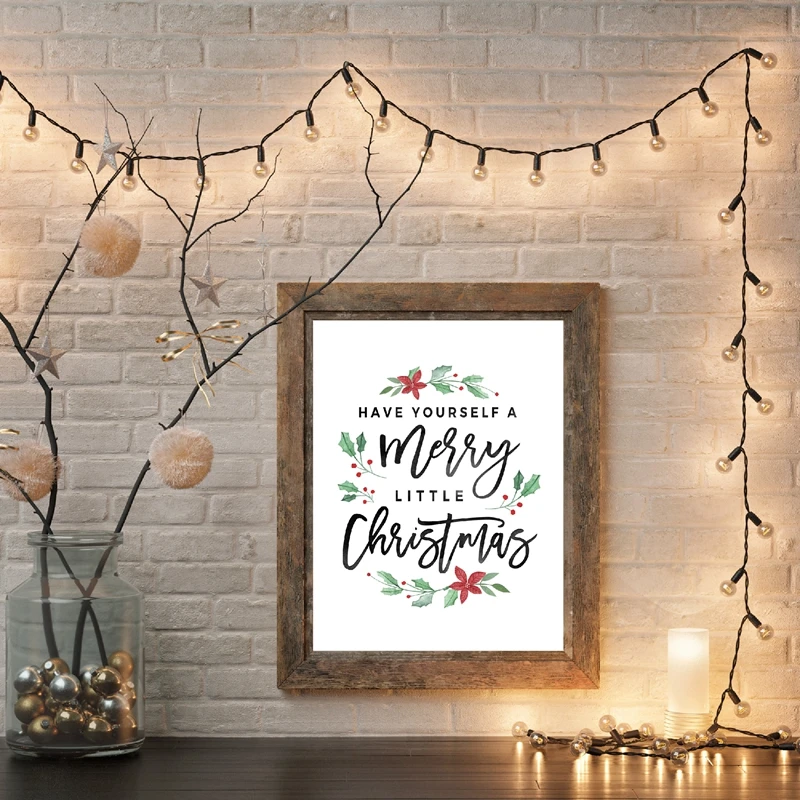 

Christmas Decorative Poster Prints Have Yourself a Merry Little Christmas Quote Canvas Painting Picture Holiday Wall Art Decor