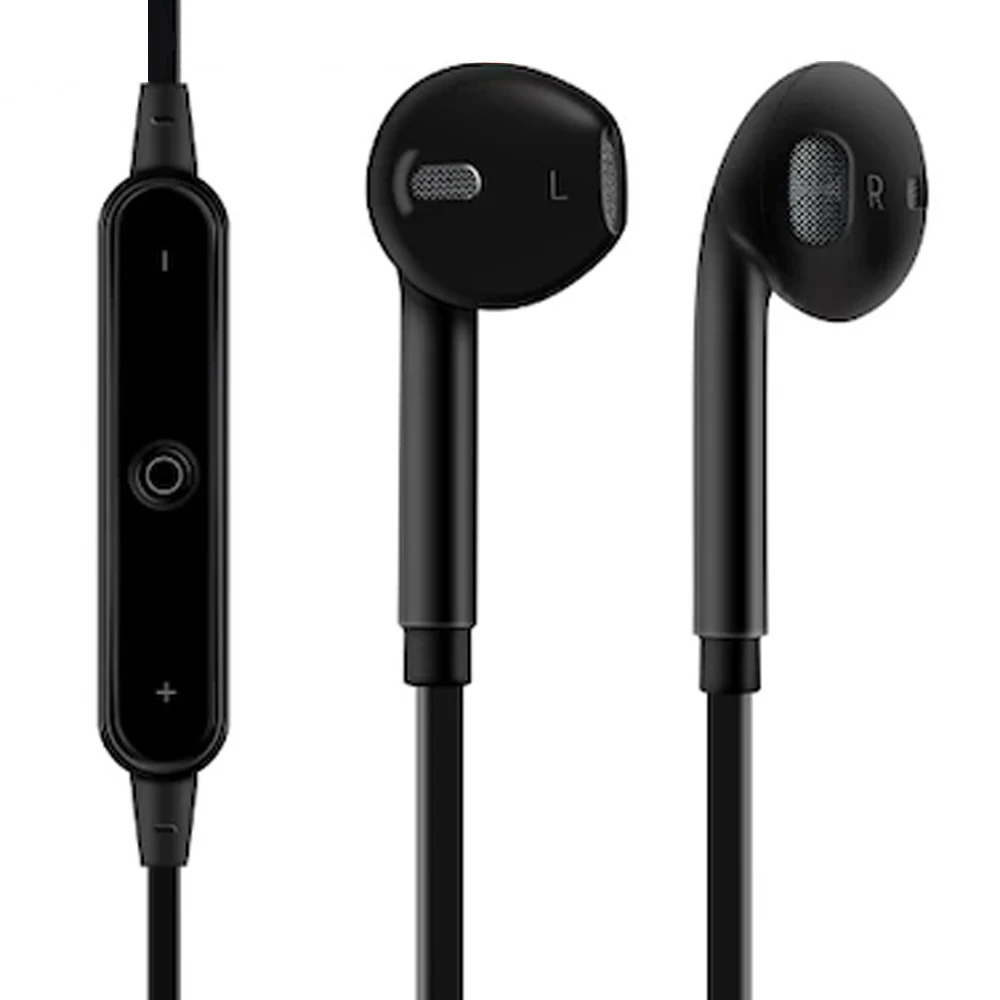 Беспроводная bluetooth-гарнитура стерео в уши с микрофоном для iPhone 6/samsung - Цвет: Черный