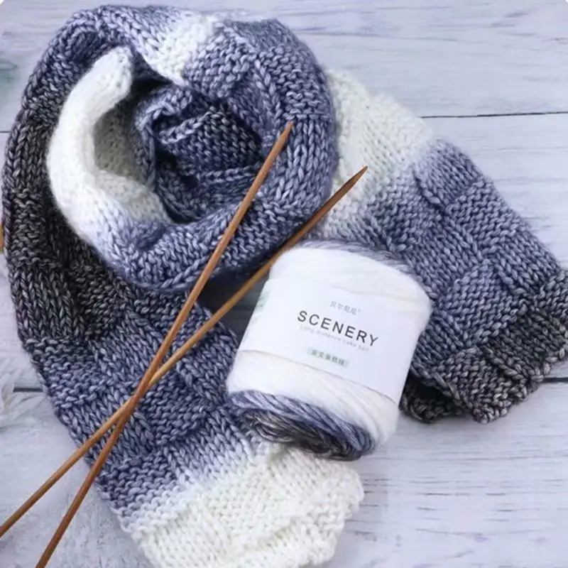 

100g Hand Knitting Cake Yarn Gradient Ombre Colorful Crochet Woven DIY Thread XX9D