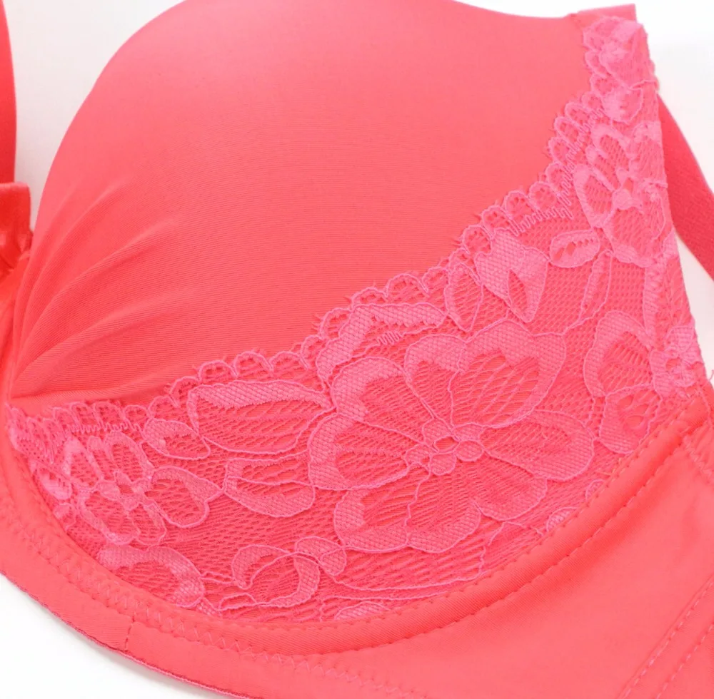 

Large Size Full Cup Push UP Sexy Bra Fashion Solid Bow Decorative Strappy Bra Back