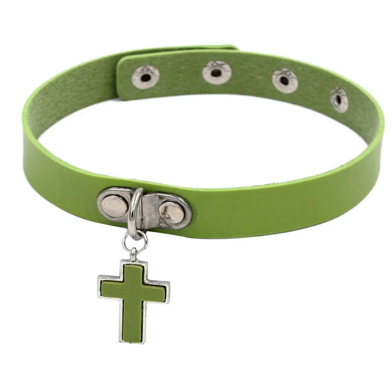 

PU Leather Cross Necklace & Pendants 2020 Gothic Punk Choker Necklace Women Men Jewelry Party Gift Wholesale
