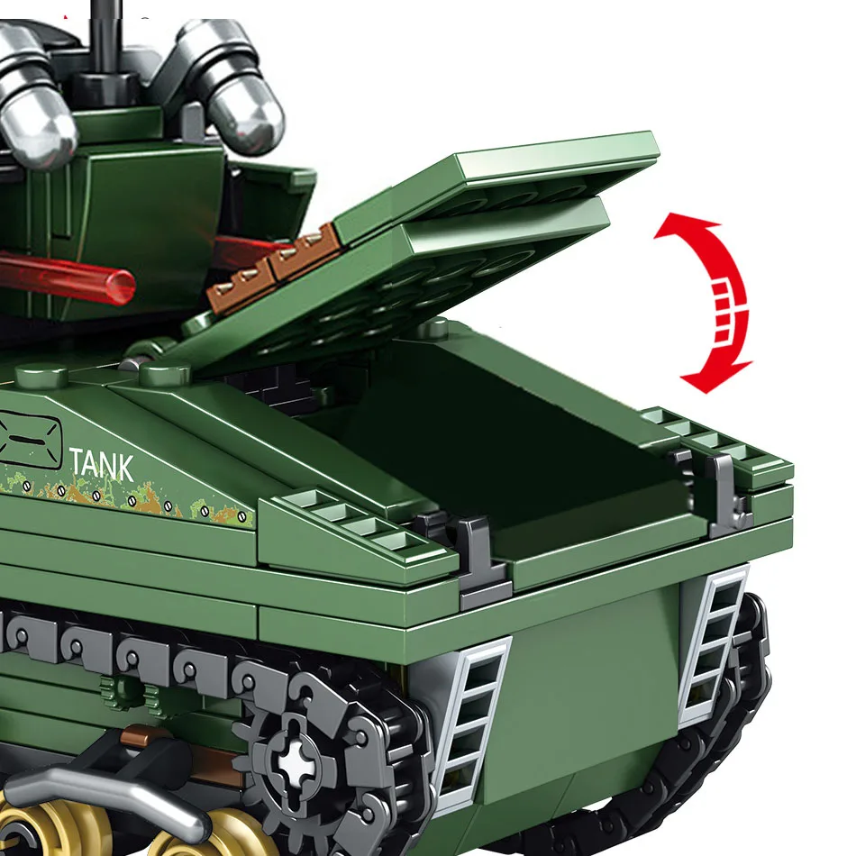 437 шт. WW2 US M4 Sherman танки строительные блоки Legoing армейский солдат военная модель