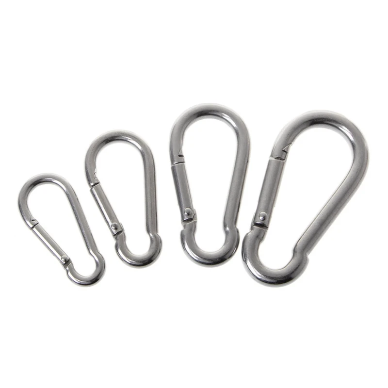

10pcs 304 Stainless Steel Spring Snap Hook Carabiner Chain Buckle for Outdoor