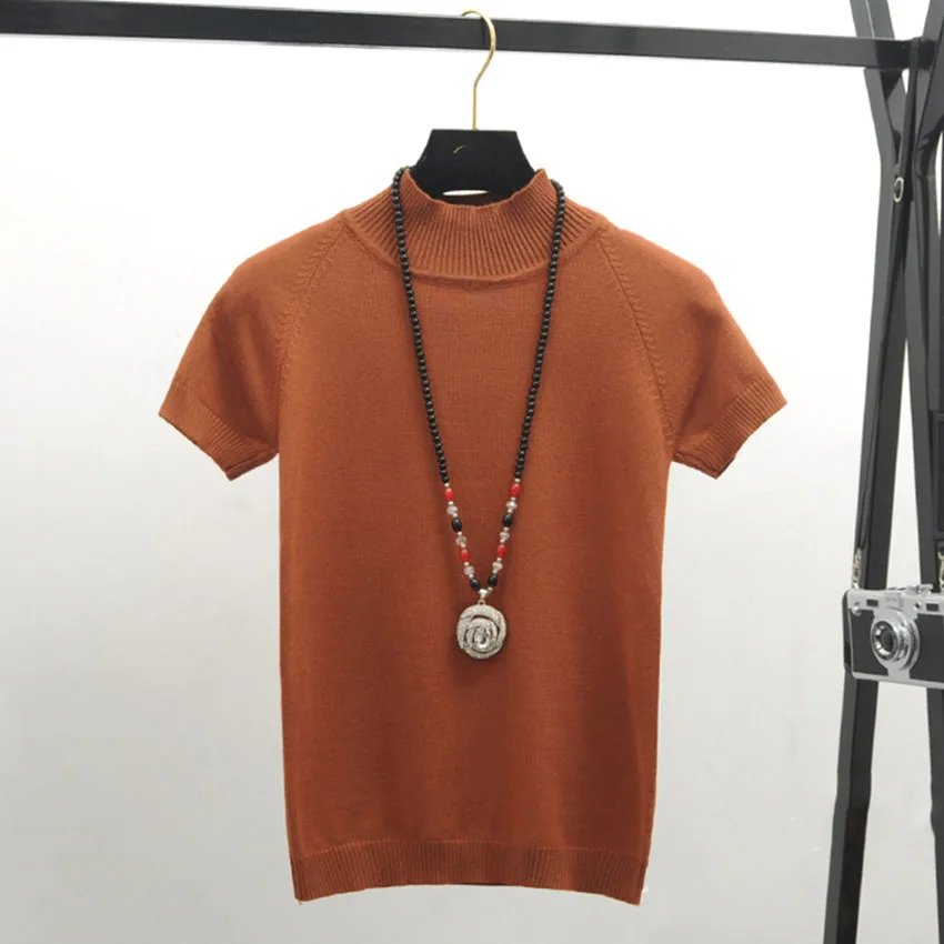 6 цветов летние тонкие трикотажные топы женская футболка с коротким рукавом