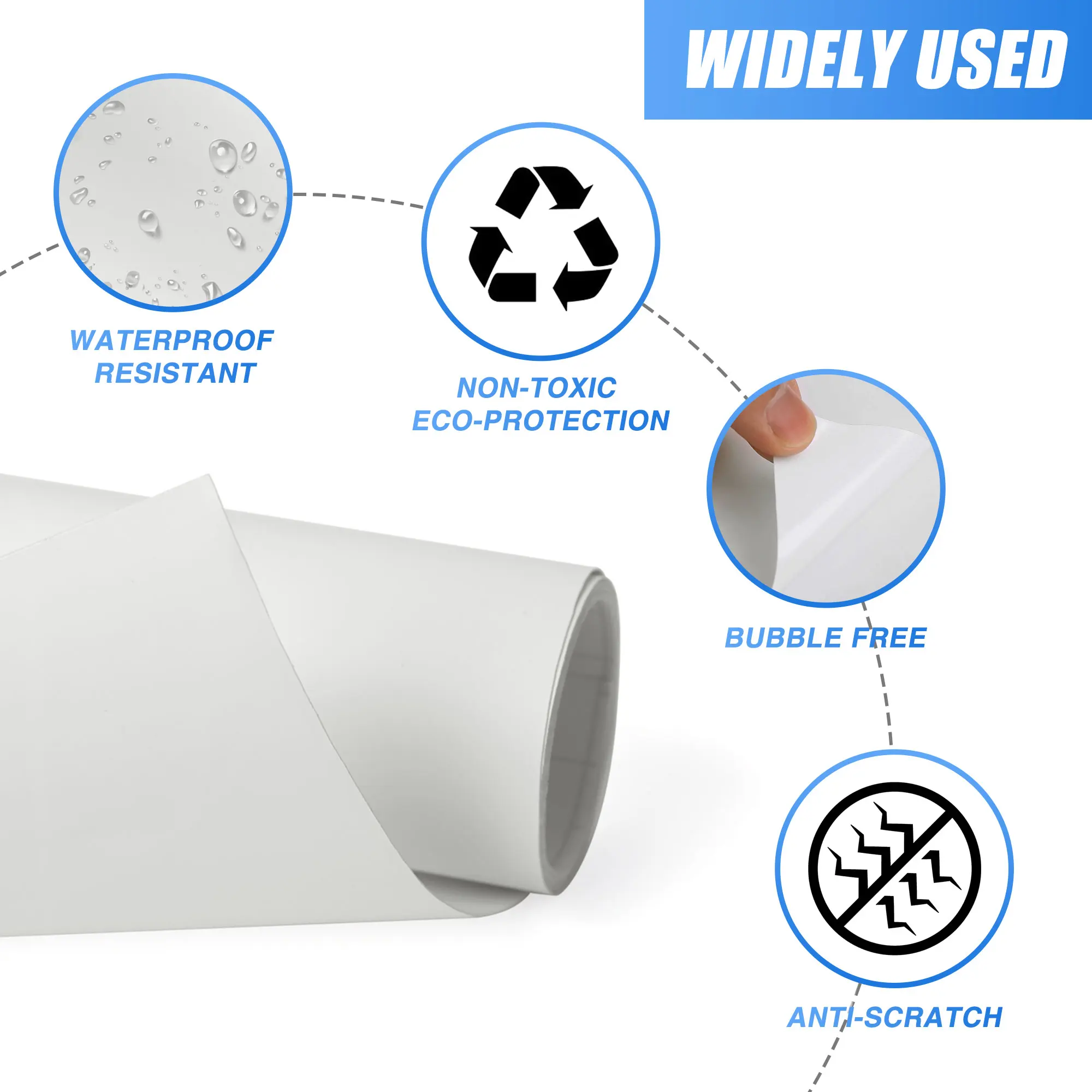 Липкая самоклеящаяся Автомобильная виниловая пленка Uxcell матовая черная белая