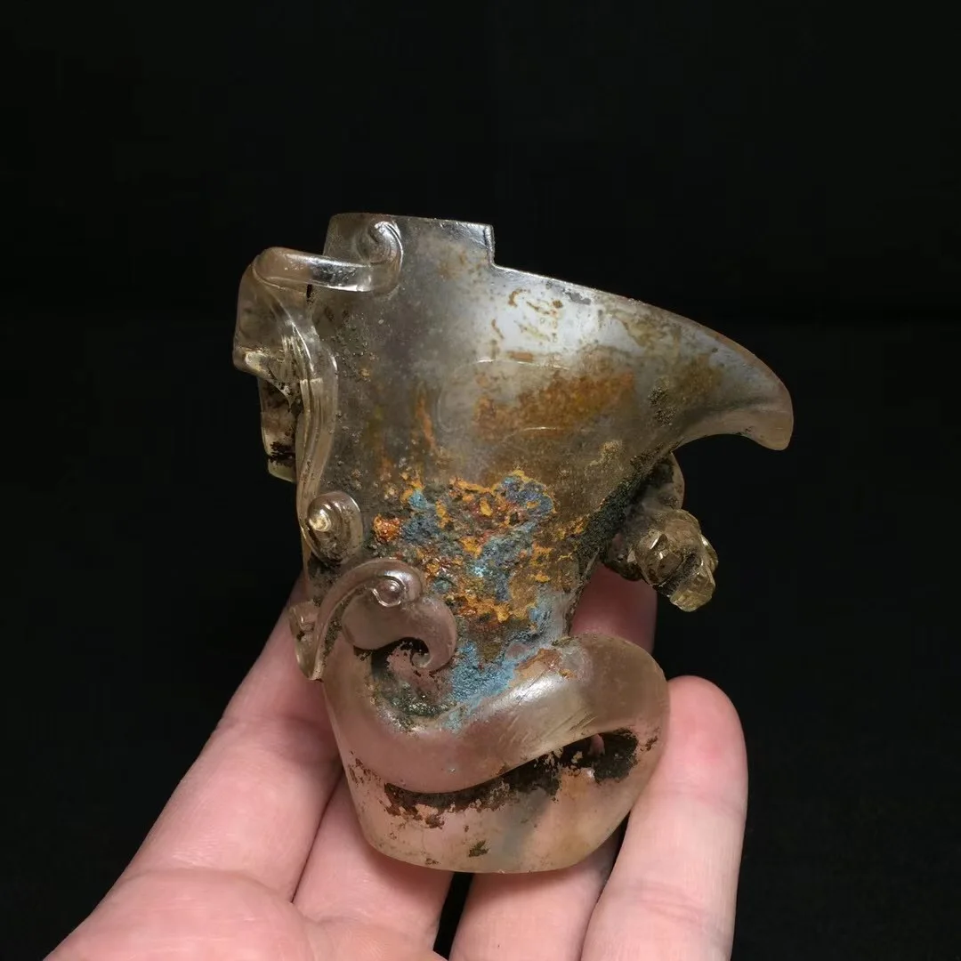 

Pure natural jewelry Folk purchase of antique colored glaze chi Long Jue cup ornaments bedeltjes Collection Rare Ethnic style