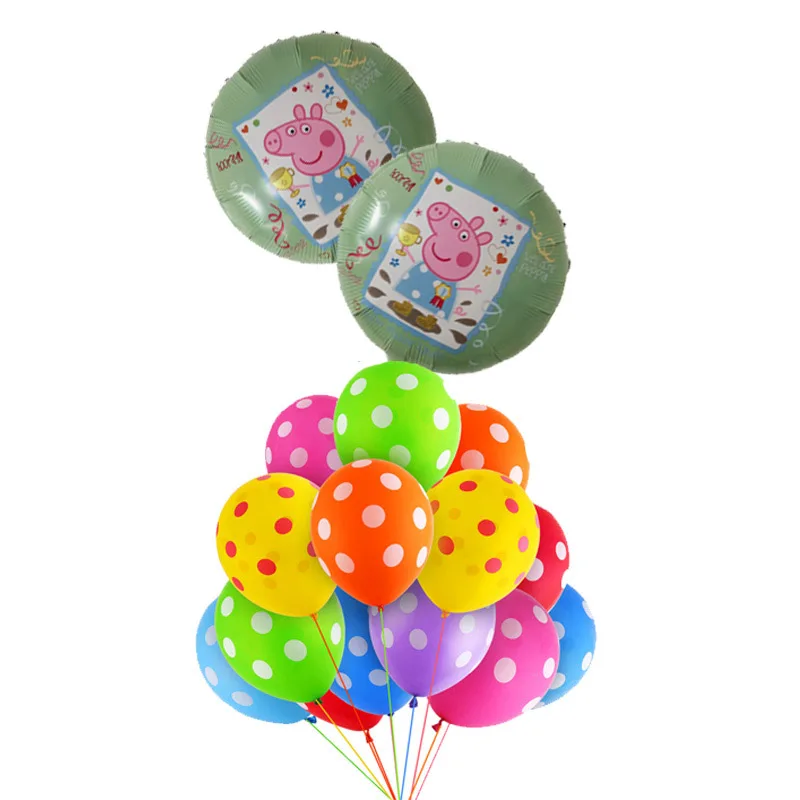 green peppa pig 11 шт. Свинка Пеппа фольги Воздушные шары в горошек шар детский душ шарики на день рождения подарок вечеринка по случаю Дня Рождения украшения Детские игрушки Свинка Пеппа Джордж - Цвет: green peppa pig
