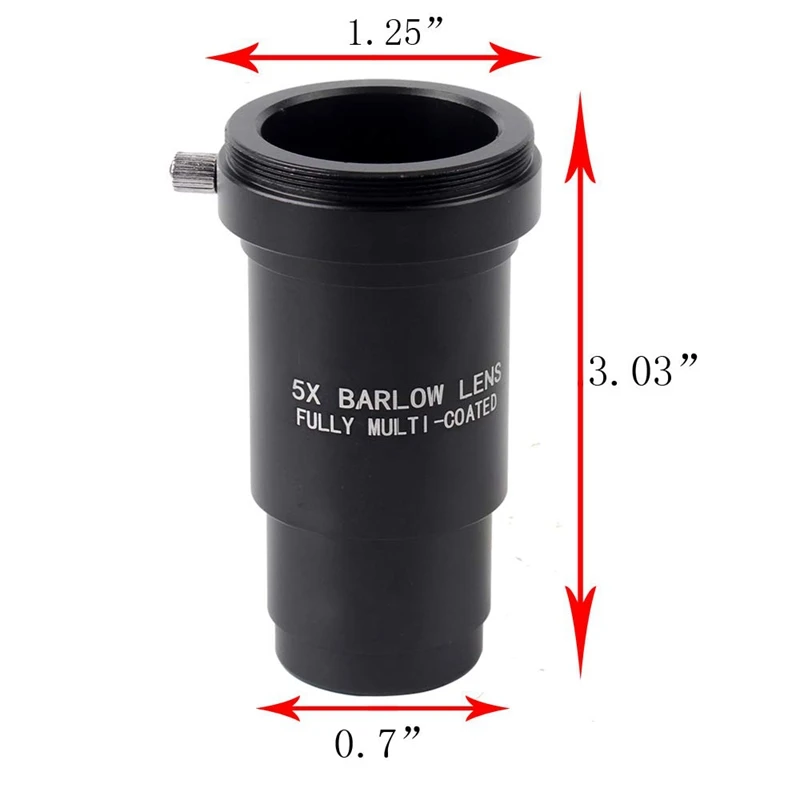 Barlow Lens 5X 1.25 Fully Metal Multi Coated Optical Glass with T Adapter M42 0.75 Thread for Inch 31.7mm Telescopes Eyepie |