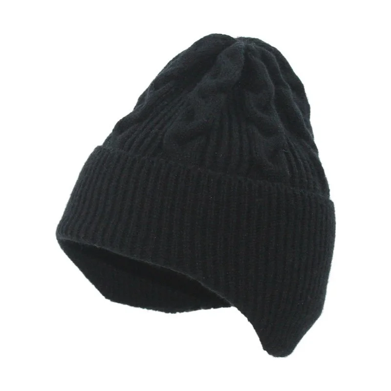 

Hat women autumn and winter wild thick pure color wool cap ins European and American fashion ear protection knitted cap twist wo