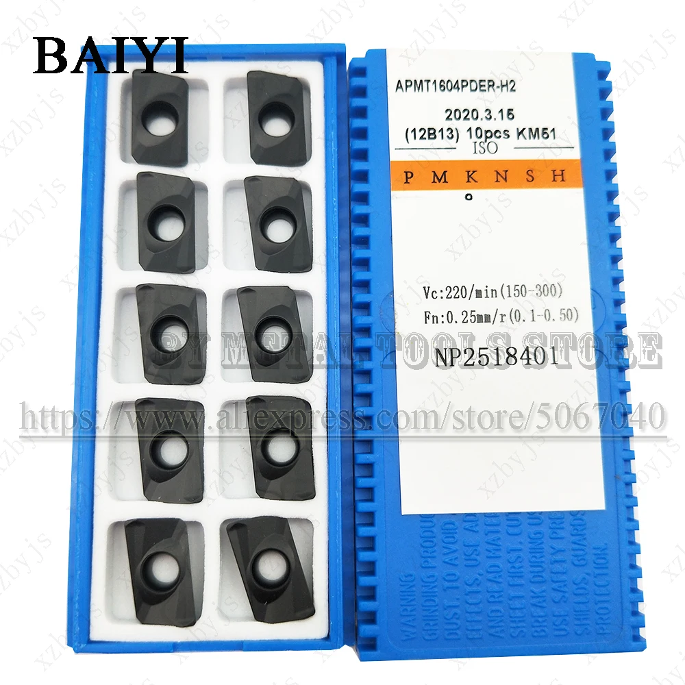 

APMT1604PDER-H2 KM51 APMT 1604 PDER square shoulder milling inserts R0.8 indexable blade BAP 400R milling cutter for cast iron