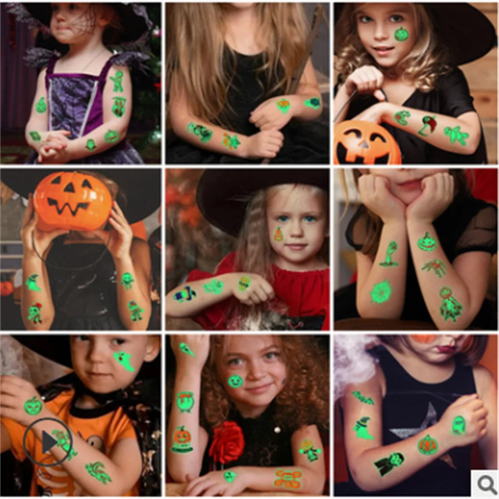 

10pcs/lot 21 Halloween tattoo stickers children's cartoon pumpkin fun tattoo stickers boys and girls gifts