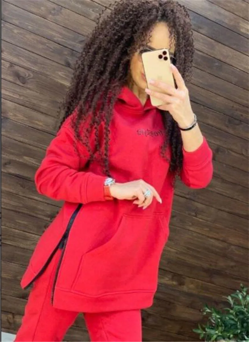 Женский спортивный костюм из двух предметов толстовка большого размера свитшот