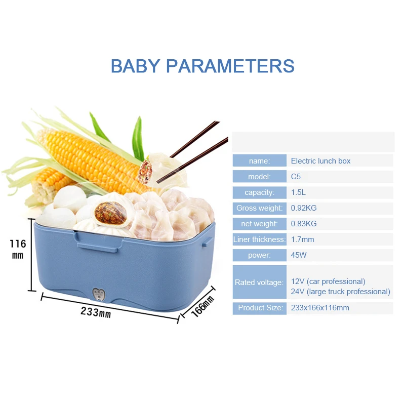 Rice Cooker Electric Food Heating 1.5L Portable Lunch Box Warm Heater Storage Container 12V In Car or 24V Truck |