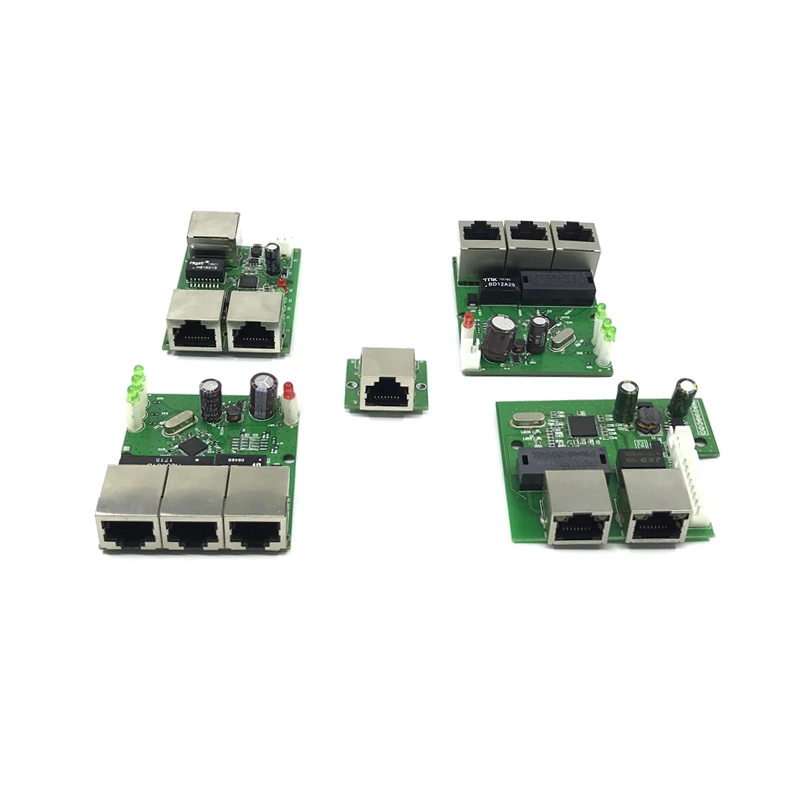 OEM factory direct mini fast 10/100mbps 3-port Ethernet network lan hub switch board two-layer pcb 5V 12V head port 3