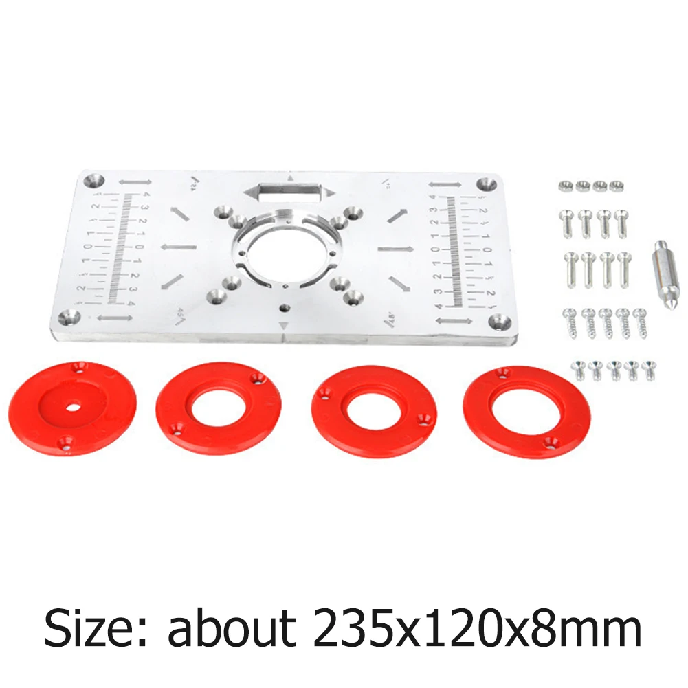

Router Trimmer Table Insert Plate Rings Set Trimming Machine Flip Board Aluminium Alloy Milling Trimming Machine With Rings