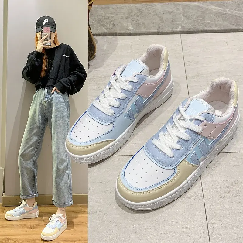 

2021 Spring Womens Sneakers Platform Med Heel Ladies Shoe Wear-resisting Comfortable Leather Casual Shoes Women Vulcanized Shoes