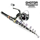 Набор рыболовных катушек GHOTDA, телескопическая удочка с металлической катушкой, 3,6-5,2 м, передаточное число: 1, Рыболовная катушка высокого качества