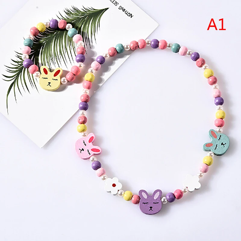 Cuentas de madera con forma de Animal de dibujos animados para ni&ntilde;o, su&eacute;ter, collar, pulsera, accesorios de joyer&iacute;a para ni&ntilde;a, regalos de cumplea&ntilde;os, novedad-0