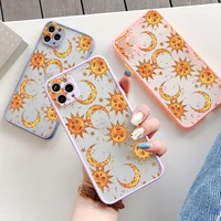 funny sun moon face shockproof phone case for iphone 11 12 13 pro max x xs max xr se 2020 6s 7 8 plus hard matte candy cover