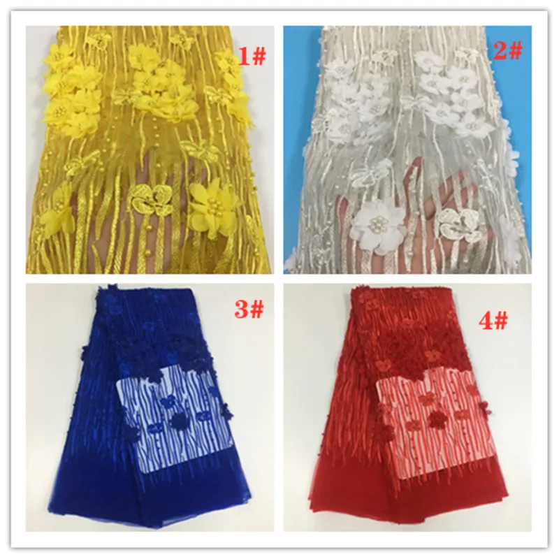 High quality 3D applique embroidery African lace fabric French mesh Nigerian suitable for DIY party evening dress wedding | Дом и сад