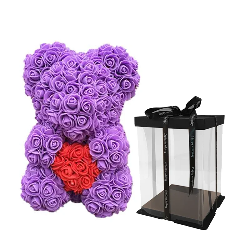 20cm purple red box Дешево 40 см красный медведь Роза плюшевый медведь Роза цветок искусственные украшения Рождественские подарки для женщин подарок на день Святого Валентина - Цвет: 20cm purple red box
