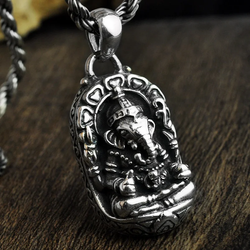 Ожерелье из чистого серебра 925 пробы с подвеской в виде слона Божия винтажное