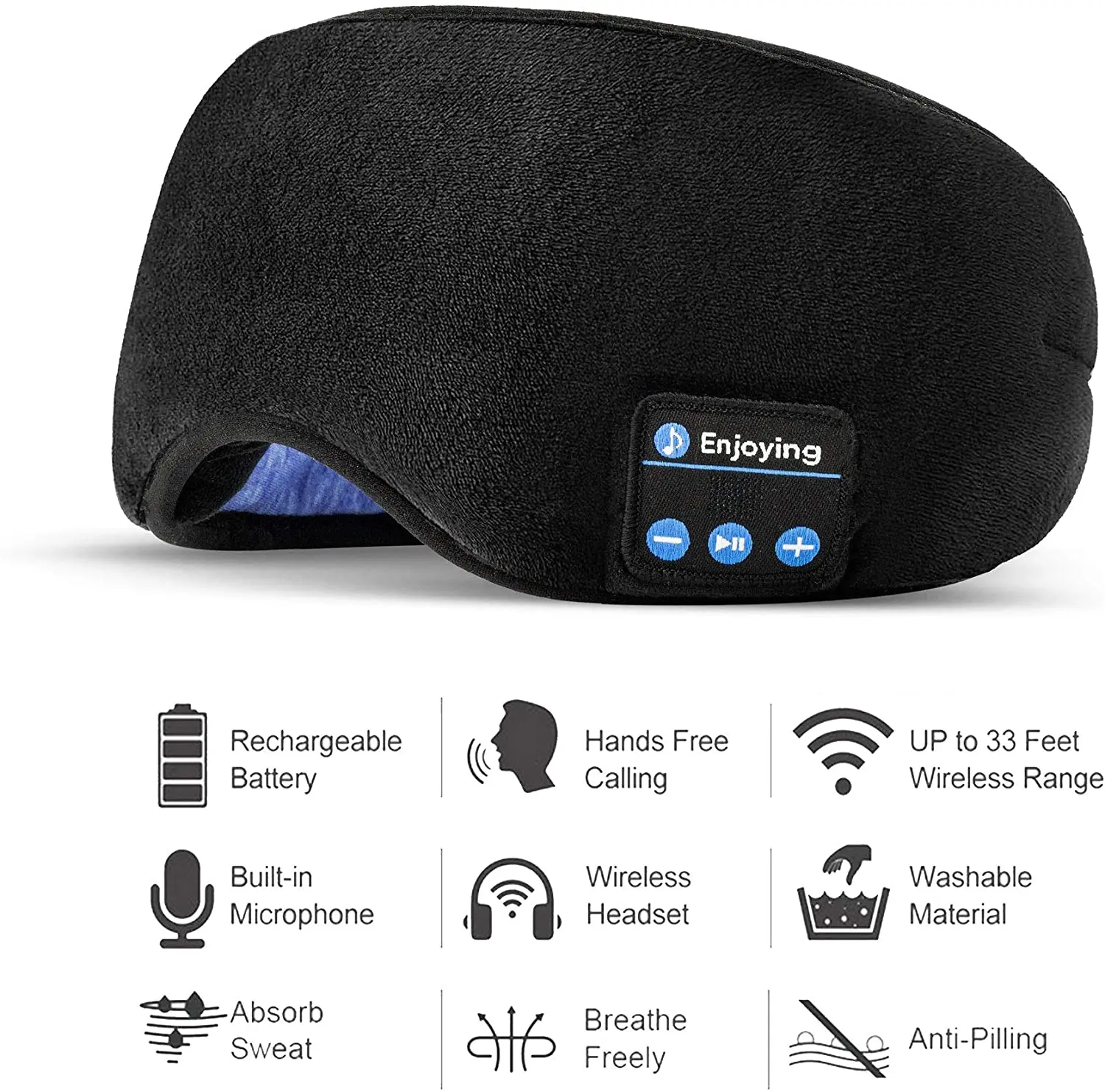 

Беспроводная 3d-маска для сна с Bluetooth, повязка на глаза для сна с эффектом стерео, повязка на глаза для музыки и сна, повязка на глаза, повязка н...