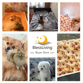 BlessLiving French Bulldog Sherpa Blanket on Bed Animal Dog Throw Blanket for Adult Brown Gray Bedding mantas para cama 150x200 4