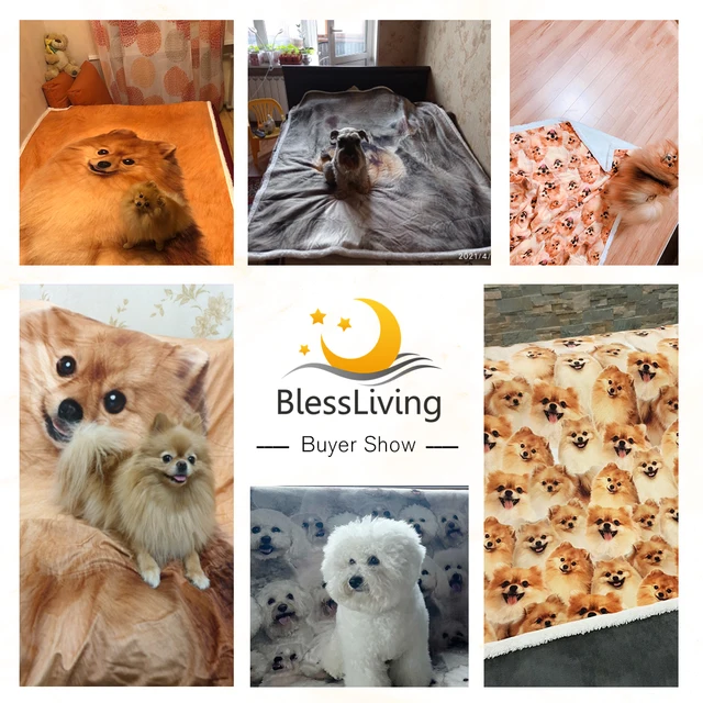 BlessLiving French Bulldog Sherpa Blanket on Bed Animal Dog Throw Blanket for Adult Brown Gray Bedding mantas para cama 150x200 4