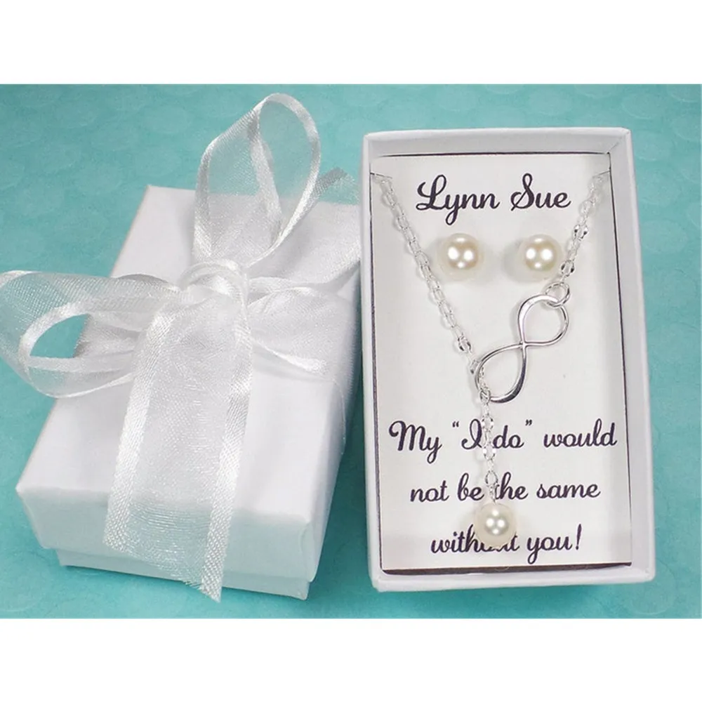 Индивидуальный подарок подружки невесты жемчужные серьги и ожерелье