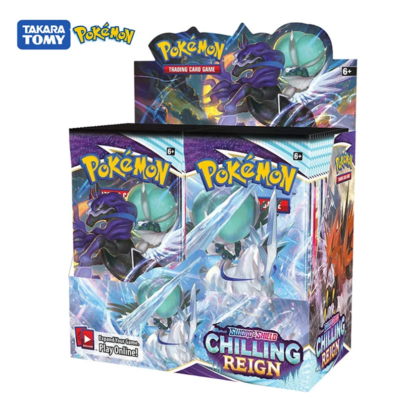 324 unids/caja Pokemon tarjetas inglesas de TCG: sol y luna evoluciones de escalofriante reinado Pok&eacute;mon caja comercial brillante tarjeta de juego Juguetes-0