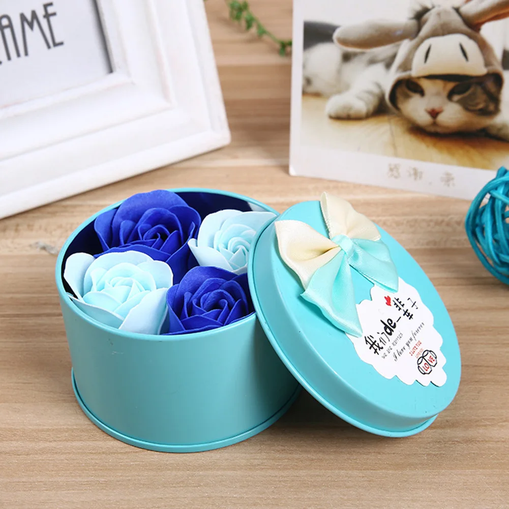 4pcs/set Rose Bath Body Flower Floral Soap Scented Essential Wedding Valentine'S Day Gift Holding flowers | Красота и здоровье