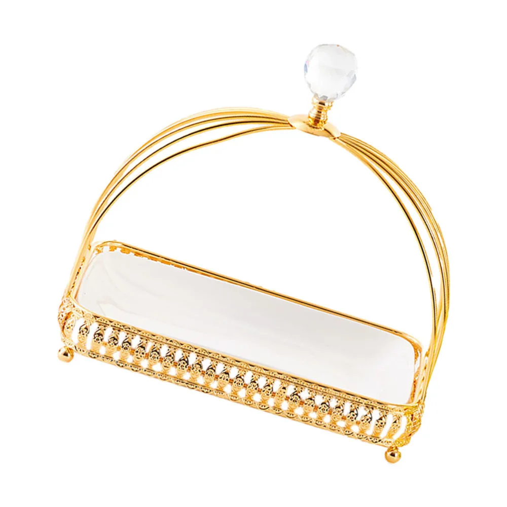 

1 Set of Wedding Cake Shelf Stylish Dessert Shelf with Ceramic Tray (Golden)