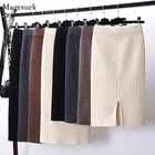 Женская трикотажная юбка, однотонная длинная юбка, Осень-зима, 2021