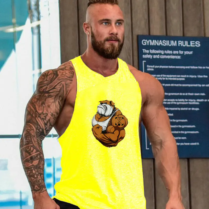 Майка мужская с принтом черепа для фитнеса и тяжелой атлетики хлопковая майка