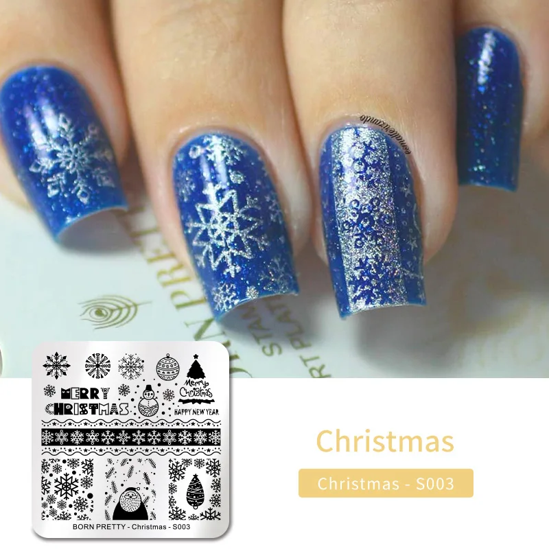 Christmas Day12 BORN PRETTY дизайн ногтей штамп штамповка шаблон цветок геометрии любовь DIY маникюр изображение пластины из нержавеющей стали дизайн ногтей трафарет - Цвет: Christmas Day12
