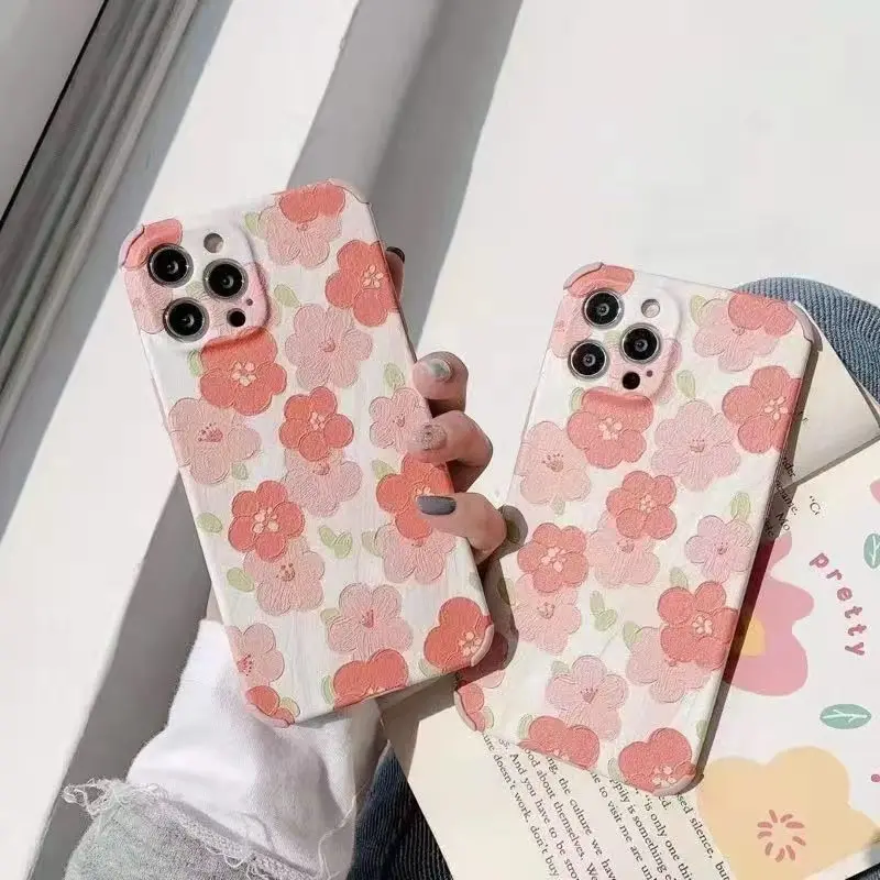 

Fashion Purple Relief Flower Phone Case for iPhone 11 12 Pro Max XS Max X XR 7 8 Plus Cute Floral Daisy Soft Tpu Cover