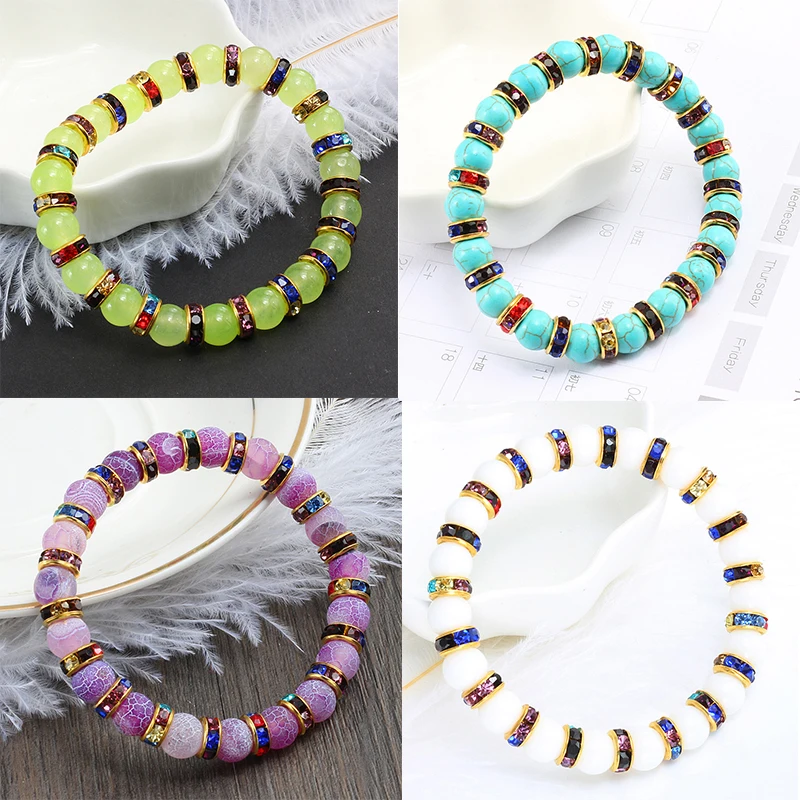 Женский браслет из натурального камня 9 цветов|Плетеные браслеты| |