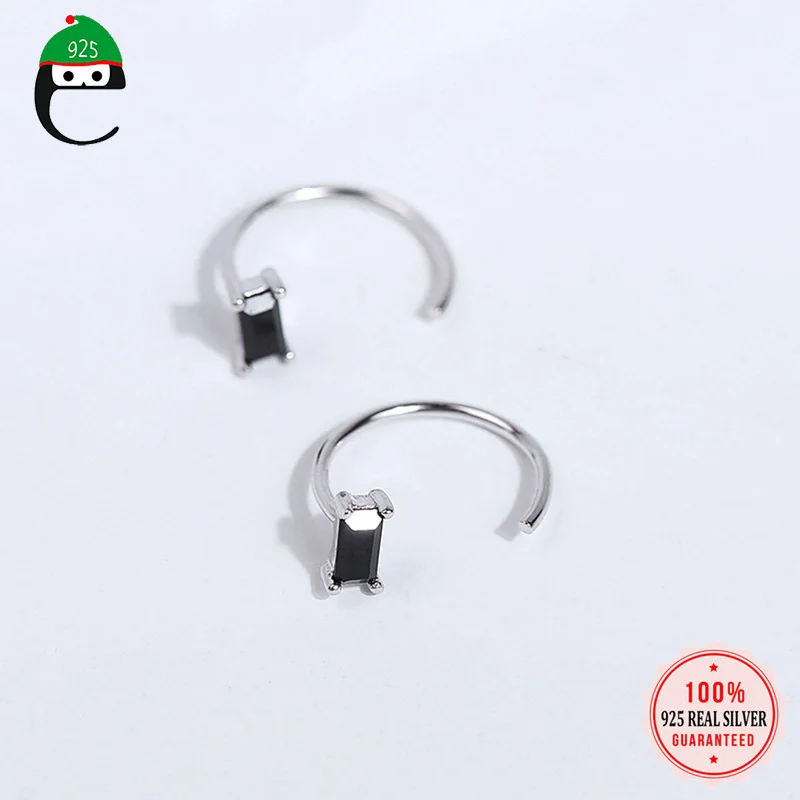 Женские прямоугольные серьги-гвоздики из Кубического циркония ElfoPlataSi S925 100% 925