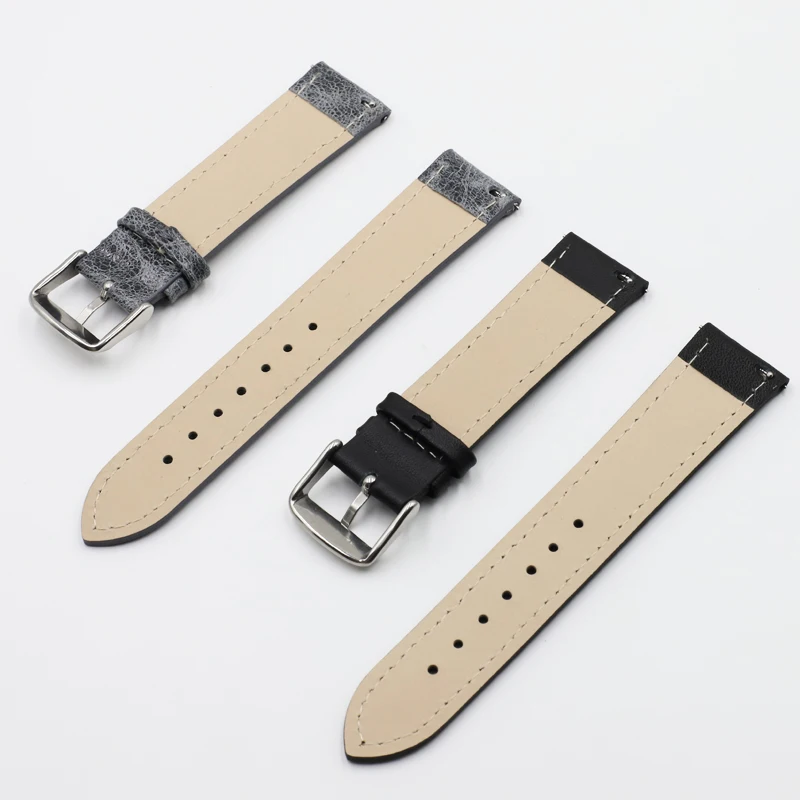 High Quality Retro Watch Strap Band 18mm 20mm 22mm 24mm Leather Watchbands Gray Black Brown Blue for Men Watch Accessories