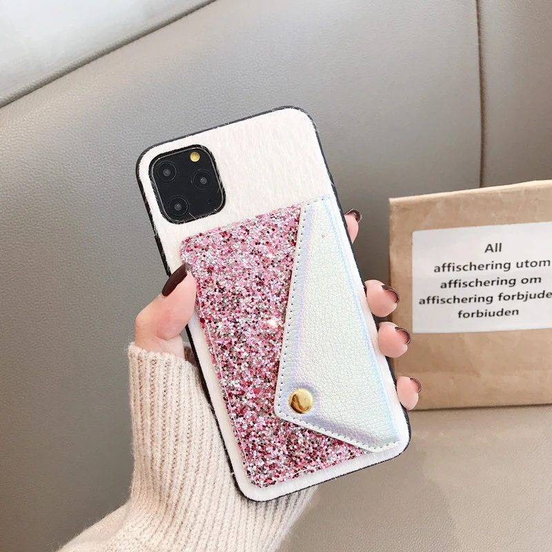 Чехол для iPhone 7 6 6S 8 Plus корейский блестящий чехол-книжка с отделением карт и