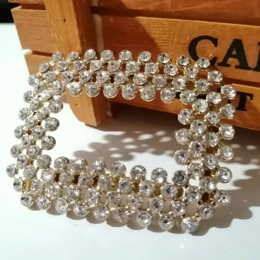 2 шт. женские квадратные металлические зажимы для обуви со стразами|Стразы| |