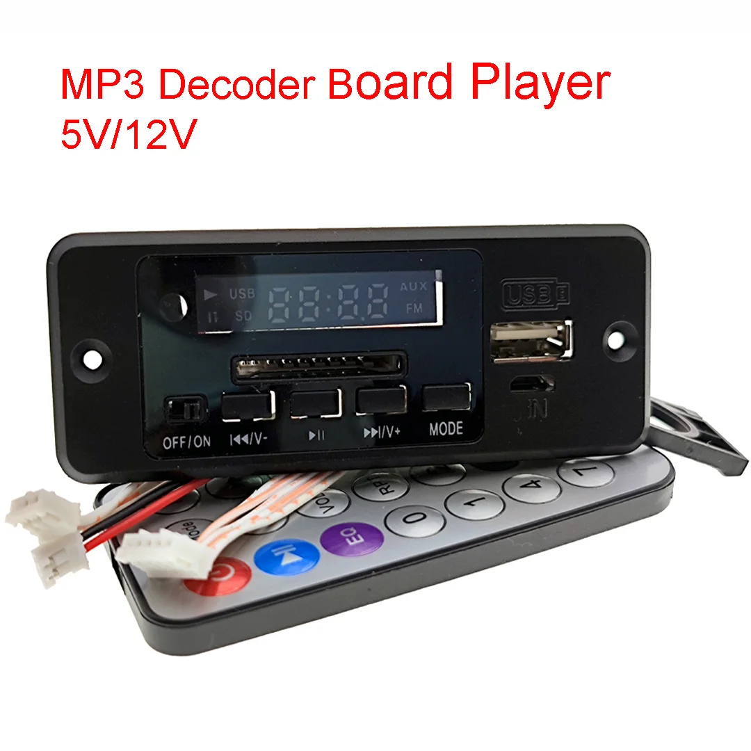 MP3 декодер питания 5/12 в плата плеер с дисплеем двухканальный без усилителя