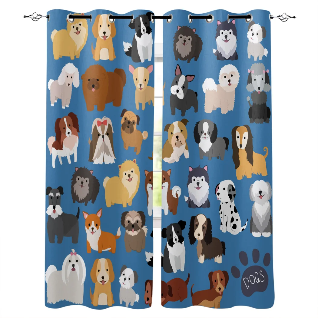 

Оконные шторы для домашних животных, Мультяшные занавески для гостиной, кухни, спальни, Современный домашний декор, драпировки для спальни